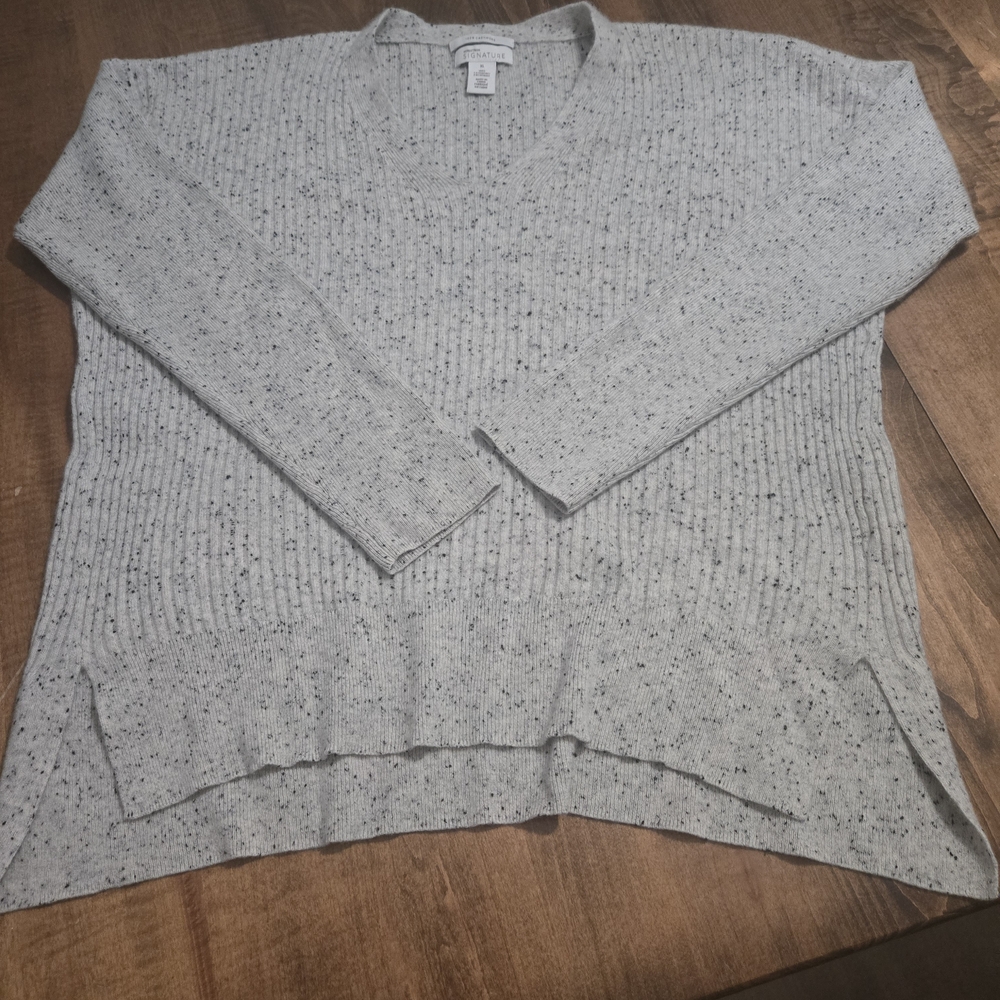 Nordstrom 100% Cashmere Signature Speckled Gray Sweater